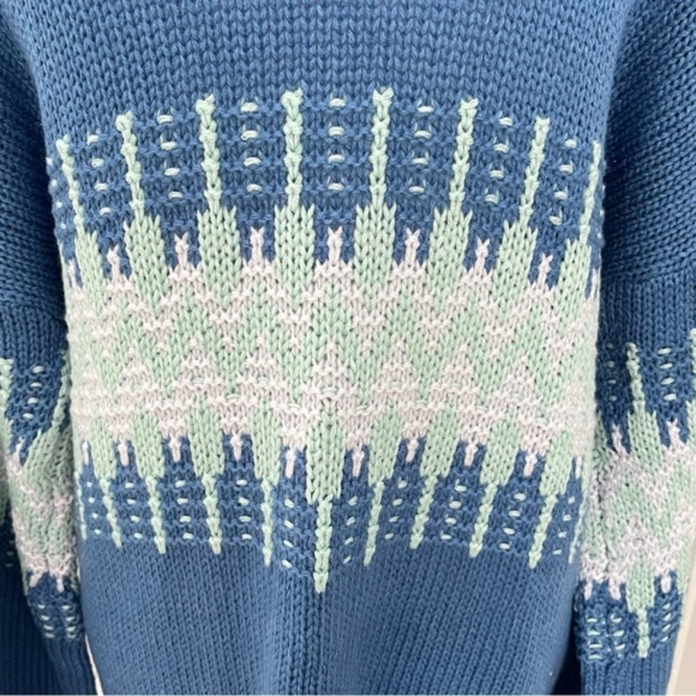 Freshman 1996 Blue Bohemian Fair Isle Medium‎ Cardigan Duster Raglan Sleeves NWT - Picture 6 of 12